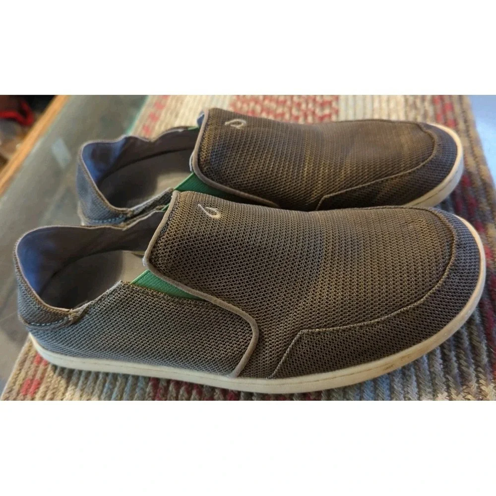 OluKai Nohea Men's Sz 10 Mesh Slip-On Mustang-Lime Loafer Slides Sidewalk Surfer